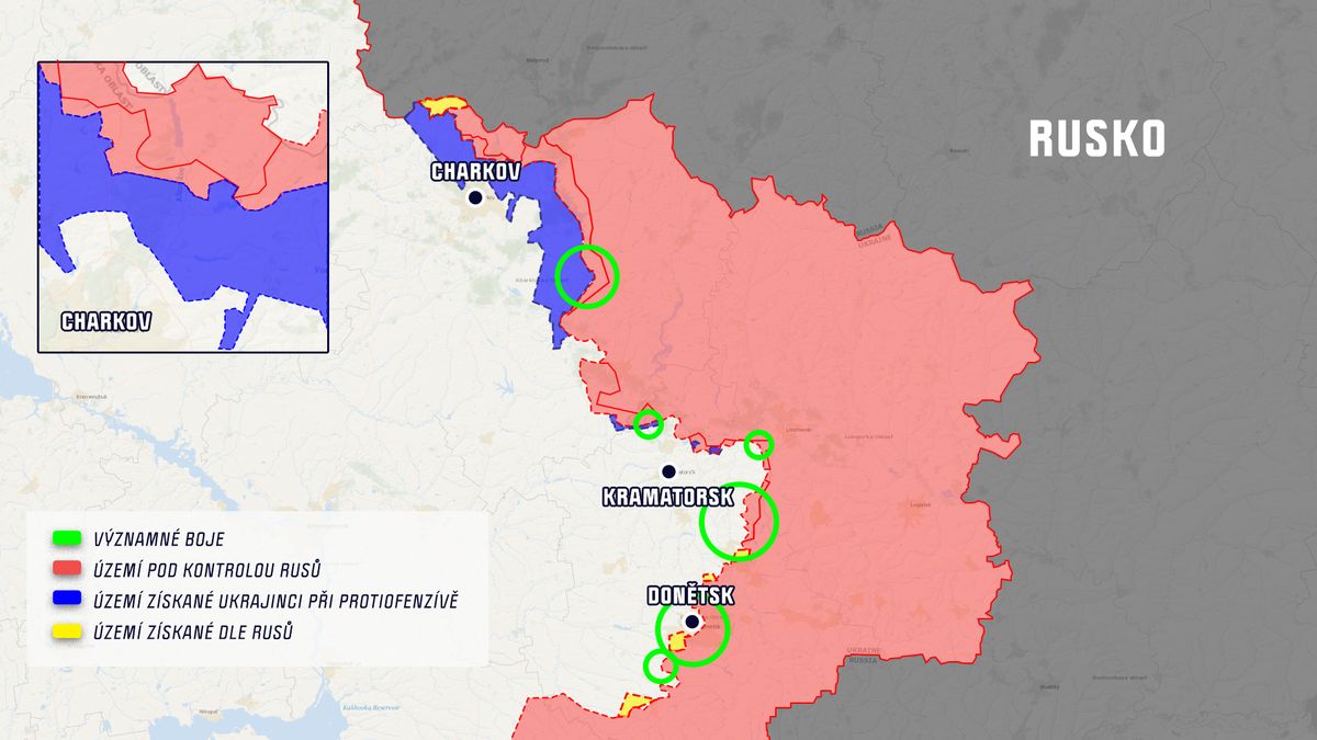 Ukrajinci postoupili u Charkova o 20 km, Rusy zcela zaskočili
